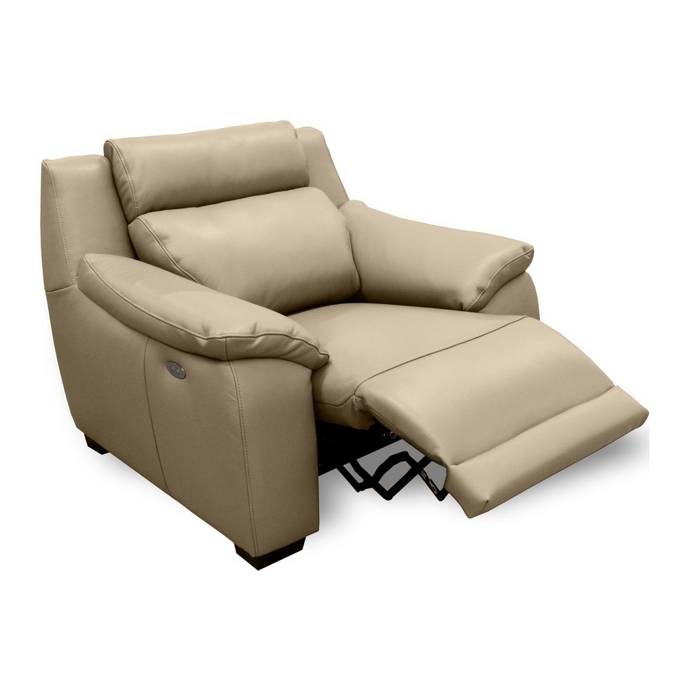 Fauteuil avec 1 relax en 100% tout cuir épais luxe italien - 1 relax électrique, beige. BERN, 2 places Fauteuil avec 1 relax en 100% tout cuir épais luxe italien - 1 relax électrique, beige. BERN, 2 places