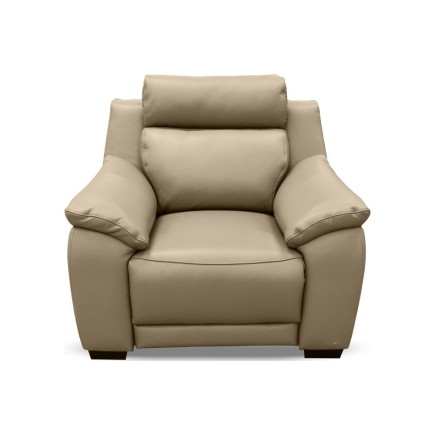 Fauteuil avec 1 relax en 100% tout cuir épais luxe italien - 1 relax électrique, beige. BERN, 2 places