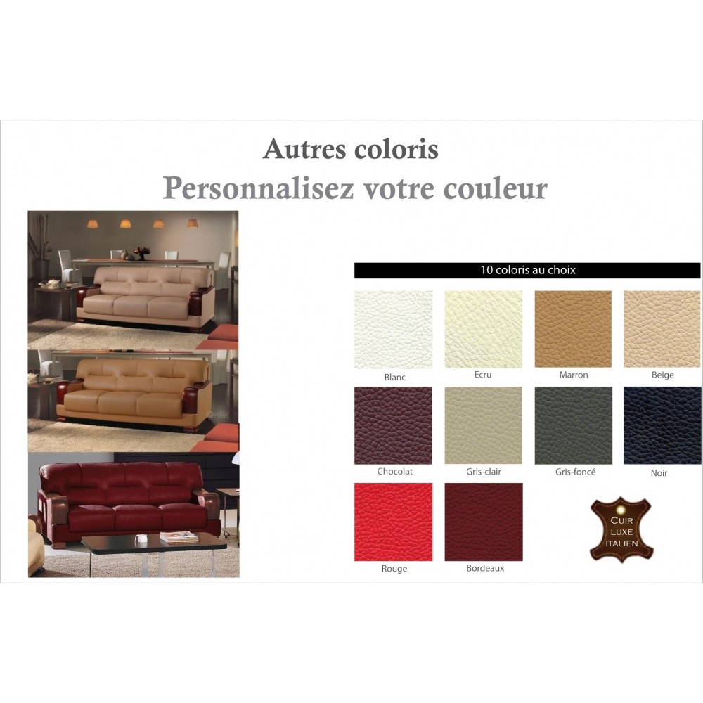 Canapé 3 places en cuir italien VIERI, couleur personnalisée Canapé 3 places en cuir italien VIERI, couleur personnalisée