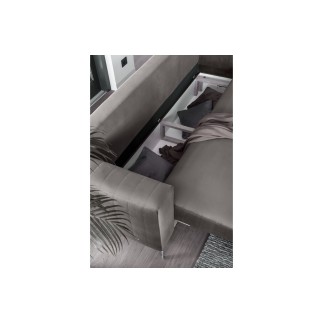 Canapé 3/4 places convertible et espace de rangement - gris - en tissu de qualité luxe, ELSA
