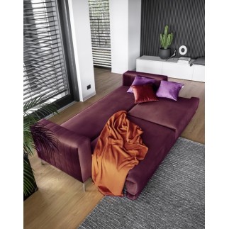 Canapé 3/4 places convertible et espace de rangement - bordeaux - en tissu de qualité luxe, ELSA