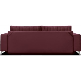 Canapé 3/4 places convertible et espace de rangement - bordeaux - en tissu de qualité luxe, ELSA