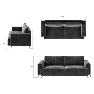 Canapé 3/4 places convertible et espace de rangement - bordeaux - en tissu de qualité luxe, ELSA