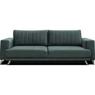 Canapé 3/4 places convertible et espace de rangement - vert foncé - en tissu de qualité luxe, ELSA