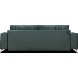 Canapé 3/4 places convertible et espace de rangement - vert foncé - en tissu de qualité luxe, ELSA