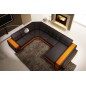 Canapé d'angle en cuir italien 7/8 places EVASION, noir / orange, angle gauche Canapé d'angle en cuir italien 7/8 places EVASION, noir / orange, angle gauche