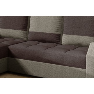 Canapé d'angle convertible - ARTE - en tissu de qualité - marron et beige, 3/4 places, angle gauche (vu de face)