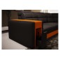 Canapé d'angle en cuir italien 7/8 places EVASION, noir / orange, angle gauche Canapé d'angle en cuir italien 7/8 places EVASION, noir / orange, angle gauche