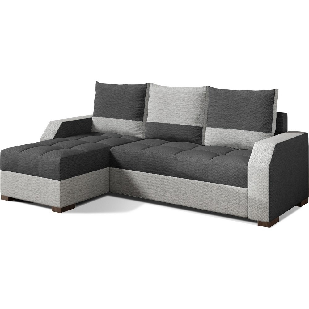 Canapé d'angle convertible - ARTE - en tissu de qualité - gris foncé et gris clair, 3/4 places, angle gauche (vu de face) Canapé d'angle convertible - ARTE - en tissu de qualité - gris foncé et gris clair, 3/4 places, angle gauche (vu de face)