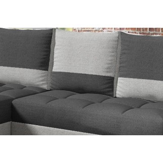 Canapé d'angle convertible - ARTE - en tissu de qualité - gris foncé et gris clair, 3/4 places, angle gauche (vu de face)
