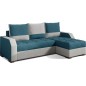 Canapé d'angle convertible - ARTE - en tissu de qualité - vert et gris, 3/4 places, angle droit (vu de face)