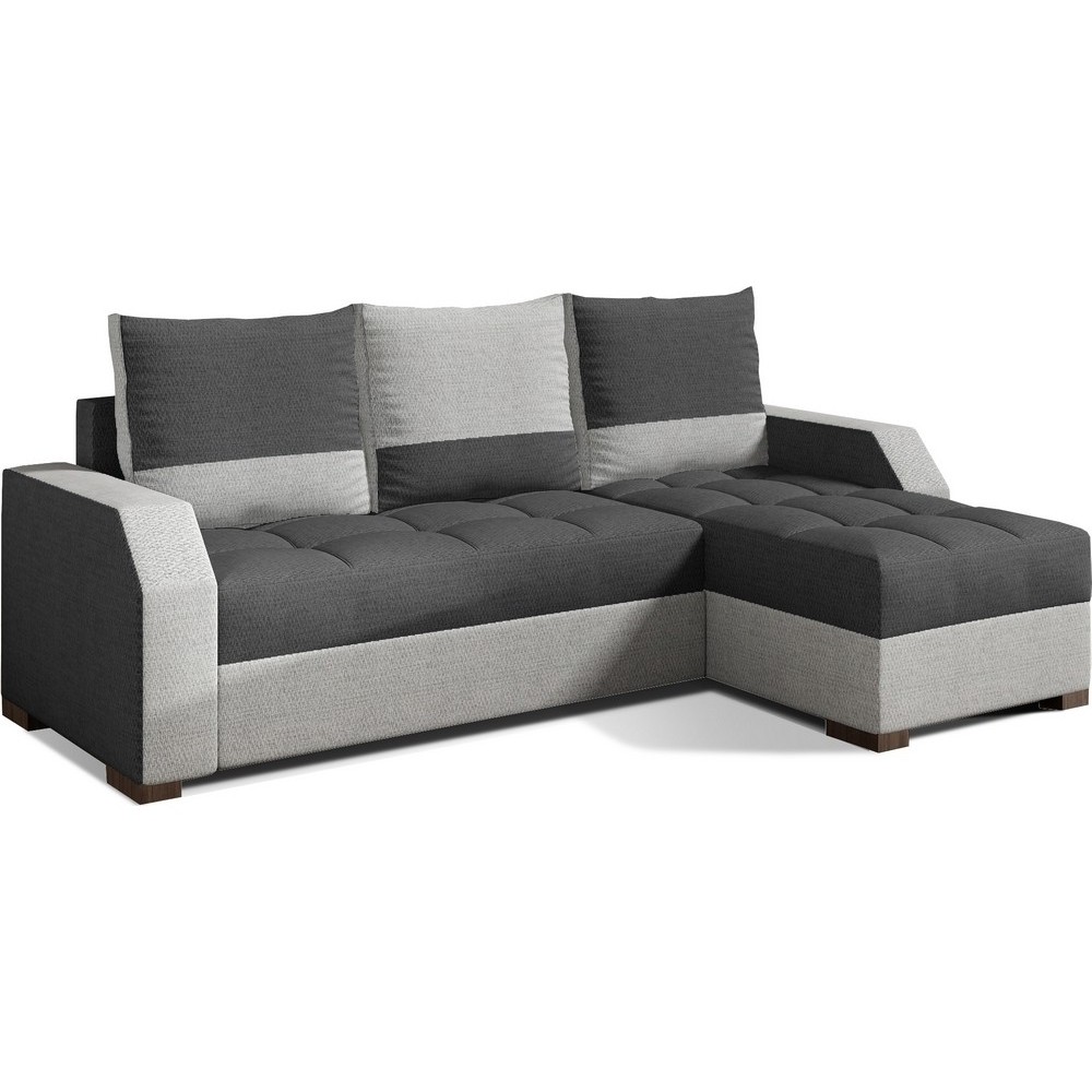 Canapé d'angle convertible - ARTE - en tissu de qualité - gris foncé et gris clair, 3/4 places, angle droit (vu de face) Canapé d'angle convertible - ARTE - en tissu de qualité - gris foncé et gris clair, 3/4 places, angle droit (vu de face)