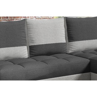 Canapé d'angle convertible - ARTE - en tissu de qualité - gris foncé et gris clair, 3/4 places, angle droit (vu de face)
