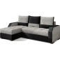 Canapé d'angle convertible - ARTE - en tissu et simili de qualité, gris et noir, 3/4 places, angle gauche (vu de face) Canapé d'angle convertible - ARTE - en tissu et simili de qualité, gris et noir, 3/4 places, angle gauche (vu de face)