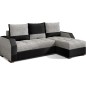 Canapé d'angle convertible, ARTE, en tissu et simili de qualité, gris et noir, 3/4 places, angle droit (vu de face) Canapé d'angle convertible, ARTE, en tissu et simili de qualité, gris et noir, 3/4 places, angle droit (vu de face)