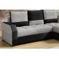 Canapé d'angle convertible, ARTE, en tissu et simili de qualité, gris et noir, 3/4 places, angle droit (vu de face) Canapé d'angle convertible, ARTE, en tissu et simili de qualité, gris et noir, 3/4 places, angle droit (vu de face)