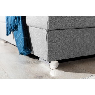 - Canapé d'angle convertible en tissu de qualité, gris, 5/6 places, angle gauche (vu de face) - SOHO