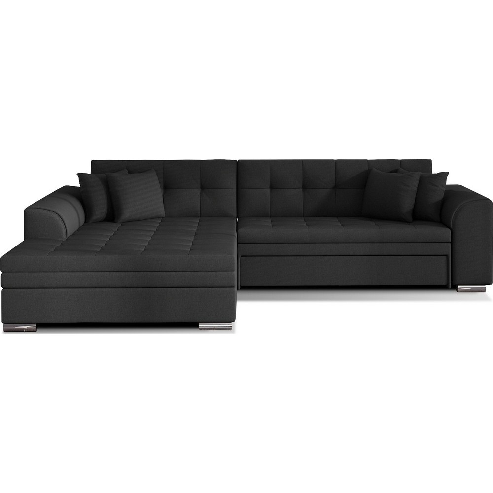 Canapé d'angle convertible - SOHO - en tissu de qualité, noir, 5/6 places, angle gauche (vu de face) Canapé d'angle convertible - SOHO - en tissu de qualité, noir, 5/6 places, angle gauche (vu de face)