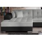 Canapé d'angle convertible en tissu gris et simili noir de qualité, 5 places, angle gauche (vu de face) - SOHO Canapé d'angle convertible en tissu gris et simili noir de qualité, 5 places, angle gauche (vu de face) - SOHO