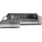 Canapé d'angle convertible en tissu gris foncé et simili blanc de qualité, 5 places, angle gauche (vu de face) - SOHO Canapé d'angle convertible en tissu gris foncé et simili blanc de qualité, 5 places, angle gauche (vu de face) - SOHO