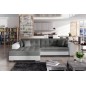 Canapé d'angle convertible en tissu gris foncé et simili blanc de qualité, 5 places, angle gauche (vu de face) - SOHO Canapé d'angle convertible en tissu gris foncé et simili blanc de qualité, 5 places, angle gauche (vu de face) - SOHO