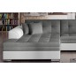 Canapé d'angle convertible en tissu gris foncé et simili blanc de qualité, 5 places, angle gauche (vu de face) - SOHO Canapé d'angle convertible en tissu gris foncé et simili blanc de qualité, 5 places, angle gauche (vu de face) - SOHO