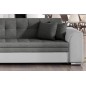 Canapé d'angle convertible en tissu gris foncé et simili blanc de qualité, 5 places, angle gauche (vu de face) - SOHO Canapé d'angle convertible en tissu gris foncé et simili blanc de qualité, 5 places, angle gauche (vu de face) - SOHO