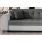 Canapé d'angle convertible, SOHO, en tissu gris foncé et simili blanc de qualité, 5 places, angle droit (vu de face) Canapé d'angle convertible, SOHO, en tissu gris foncé et simili blanc de qualité, 5 places, angle droit (vu de face)