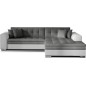Canapé d'angle convertible, SOHO, en tissu gris foncé et simili blanc de qualité, 5 places, angle droit (vu de face) Canapé d'angle convertible, SOHO, en tissu gris foncé et simili blanc de qualité, 5 places, angle droit (vu de face)