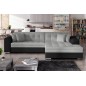 Canapé d'angle convertible en tissu gris et simili noir de qualité, 5 places, angle droit (vu de face) - SOHO Canapé d'angle convertible en tissu gris et simili noir de qualité, 5 places, angle droit (vu de face) - SOHO