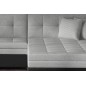Canapé d'angle convertible en tissu gris et simili noir de qualité, 5 places, angle droit (vu de face) - SOHO Canapé d'angle convertible en tissu gris et simili noir de qualité, 5 places, angle droit (vu de face) - SOHO