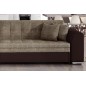 Canapé d'angle convertible en tissu beige et simili chocolat de qualité, 5 places, angle gauche (vu de face), SOHO Canapé d'angle convertible en tissu beige et simili chocolat de qualité, 5 places, angle gauche (vu de face), SOHO