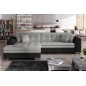 Canapé d'angle convertible en tissu gris foncé et simili noir de qualité, 5 places, angle gauche (vu de face) - SOHO Canapé d'angle convertible en tissu gris foncé et simili noir de qualité, 5 places, angle gauche (vu de face) - SOHO