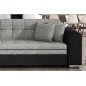 Canapé d'angle convertible en tissu gris foncé et simili noir de qualité, 5 places, angle gauche (vu de face) - SOHO Canapé d'angle convertible en tissu gris foncé et simili noir de qualité, 5 places, angle gauche (vu de face) - SOHO