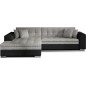 Canapé d'angle convertible en tissu gris foncé et simili noir de qualité, 5 places, angle gauche (vu de face) - SOHO Canapé d'angle convertible en tissu gris foncé et simili noir de qualité, 5 places, angle gauche (vu de face) - SOHO