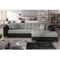 Canapé d'angle convertible en tissu gris foncé et simili noir de qualité, 5 places, angle droit (vu de face) - SOHO Canapé d'angle convertible en tissu gris foncé et simili noir de qualité, 5 places, angle droit (vu de face) - SOHO