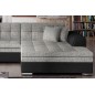 Canapé d'angle convertible en tissu gris foncé et simili noir de qualité, 5 places, angle droit (vu de face) - SOHO Canapé d'angle convertible en tissu gris foncé et simili noir de qualité, 5 places, angle droit (vu de face) - SOHO