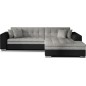Canapé d'angle convertible en tissu gris foncé et simili noir de qualité, 5 places, angle droit (vu de face) - SOHO Canapé d'angle convertible en tissu gris foncé et simili noir de qualité, 5 places, angle droit (vu de face) - SOHO