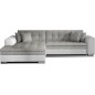 - Canapé d'angle convertible en tissu gris et simili blanc de qualité, 5 places, angle gauche (vu de face), SOHO - Canapé d'angle convertible en tissu gris et simili blanc de qualité, 5 places, angle gauche (vu de face), SOHO