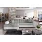 - Canapé d'angle convertible en tissu gris et simili blanc de qualité, 5 places, angle gauche (vu de face), SOHO - Canapé d'angle convertible en tissu gris et simili blanc de qualité, 5 places, angle gauche (vu de face), SOHO