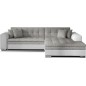 Canapé d'angle convertible en tissu gris et simili blanc de qualité, 5 places, angle droit (vu de face) - SOHO Canapé d'angle convertible en tissu gris et simili blanc de qualité, 5 places, angle droit (vu de face) - SOHO