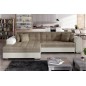 Canapé d'angle convertible en tissu beige et simili écru de qualité, 5 places, angle gauche (vu de face), SOHO Canapé d'angle convertible en tissu beige et simili écru de qualité, 5 places, angle gauche (vu de face), SOHO