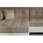 Canapé d'angle convertible en tissu beige et simili écru de qualité, 5 places, angle gauche (vu de face), SOHO Canapé d'angle convertible en tissu beige et simili écru de qualité, 5 places, angle gauche (vu de face), SOHO
