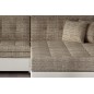 Canapé d'angle convertible en tissu beige et simili écru de qualité, 5 places, angle droit (vu de face), SOHO Canapé d'angle convertible en tissu beige et simili écru de qualité, 5 places, angle droit (vu de face), SOHO