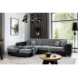 - Canapé d'angle convertible en tissu velours gris et noir Luxe, 5 places, angle gauche (vu de face), SOHO VELOURS - Canapé d'angle convertible en tissu velours gris et noir Luxe, 5 places, angle gauche (vu de face), SOHO VELOURS