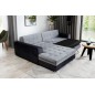 - Canapé d'angle convertible en tissu velours gris et noir Luxe, 5 places, angle gauche (vu de face), SOHO VELOURS - Canapé d'angle convertible en tissu velours gris et noir Luxe, 5 places, angle gauche (vu de face), SOHO VELOURS