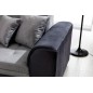 - Canapé d'angle convertible en tissu velours gris et noir Luxe, 5 places, angle gauche (vu de face), SOHO VELOURS - Canapé d'angle convertible en tissu velours gris et noir Luxe, 5 places, angle gauche (vu de face), SOHO VELOURS