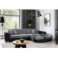 Canapé d'angle convertible en tissu velours gris et noir Luxe, 5 places, angle droit (vu de face), SOHO VELOURS Canapé d'angle convertible en tissu velours gris et noir Luxe, 5 places, angle droit (vu de face), SOHO VELOURS