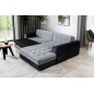 Canapé d'angle convertible en tissu velours gris et noir Luxe, 5 places, angle droit (vu de face), SOHO VELOURS Canapé d'angle convertible en tissu velours gris et noir Luxe, 5 places, angle droit (vu de face), SOHO VELOURS