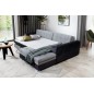 Canapé d'angle convertible en tissu velours gris et noir Luxe, 5 places, angle droit (vu de face), SOHO VELOURS Canapé d'angle convertible en tissu velours gris et noir Luxe, 5 places, angle droit (vu de face), SOHO VELOURS